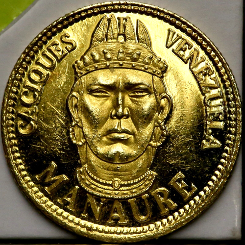 Caciques de Venezuela - Manaure - Gold Medal - 2.5 g - 90% Pure - 18 mm BG17