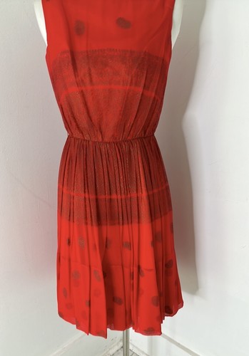 Vintage 50s Batik Printed Chiffon Fit And Flare Dress - Picture 5 of 10