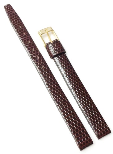 VINTAGE 8 MM FRANZÖSISCH BRAUN ECHT LEDER ARMBAND BAND GOLDFARBENE SCHNALLE EIDECHSE *** - Bild 3 von 7