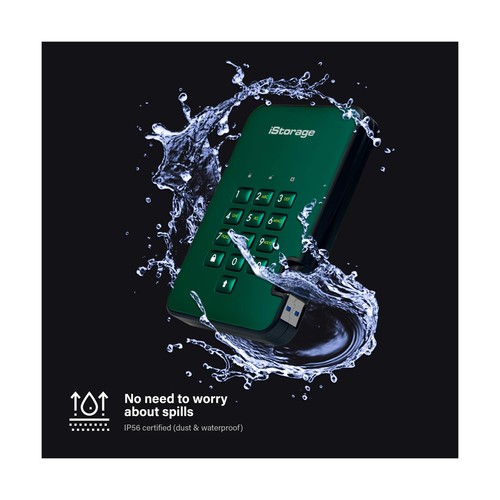 iStorage diskAshur2 HDD 1TB Green - Secure portable hard drive - Password pro... - Picture 5 of 7