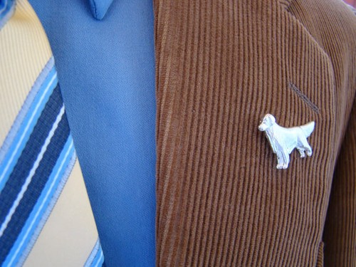 Large Sterling Silver Golden Retriever Lapel Pin - Picture 3 of 6