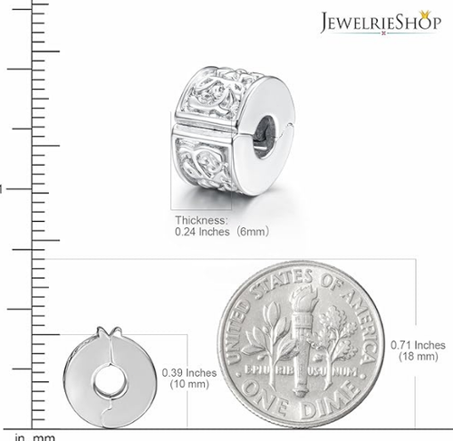 Authentic 2Pc Clip Lock Spacer Stopper Charm Bead Suits Pandora Bracelet NEW USA - Picture 3 of 6