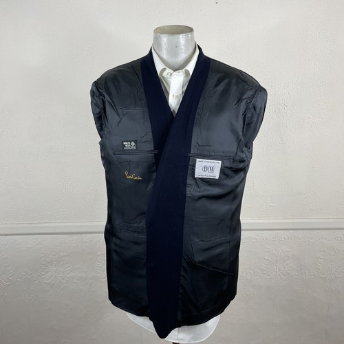 Vintage Pierre Cardin Blazer Mens 46R Navy Bronze Gold Buttons Flannel - Picture 6 of 11