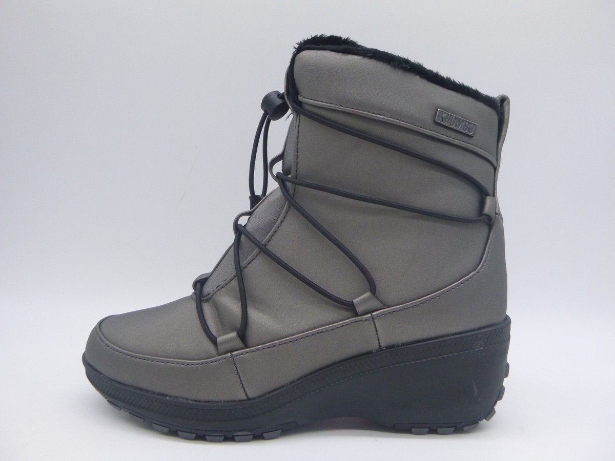 Khombu Ashlyn Pewter Gray Synthetic Snow Ankle Boots Size 6 M Faux Fur eBay