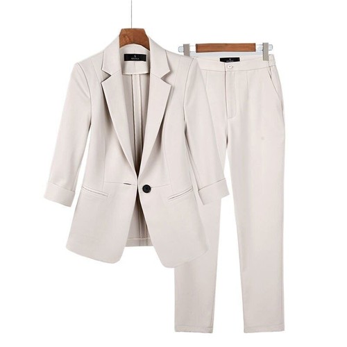 Damen Blazer Hose 2 Teiliges Set Frühling Büro Damen Anzug Mantel Hose Outfits - Bild 8 von 27