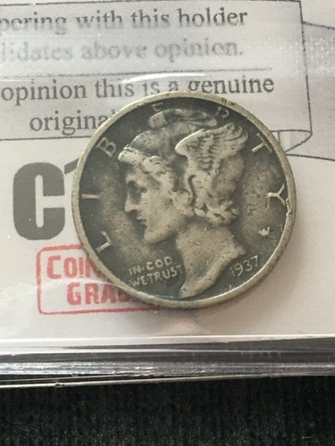 1937 USA, Mercury Head, Silver Dime ¢10 - Picture 2 of 8