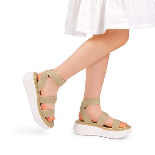 Kids Girls Chic Platform Wedge Sandals Ankle Straps Summer Beach Walking Sandals - Picture 33 of 37
