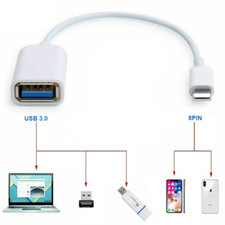 USB 3.0 Female to 8 pin iPhone Male OTG Adapter Cable Camera For iPad Air iPhone