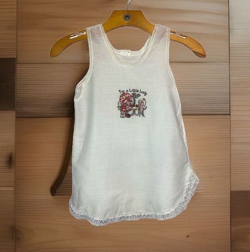 Vtg Strawberry Shortcake Country Cottage Slip Dress Lace Trim Size 6 - Picture 1 of 12