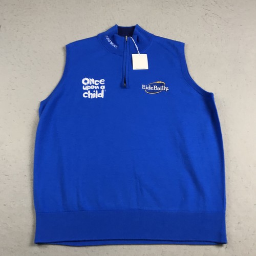 Ashworth Golf Sweater Vest Mens Large Blue Wool Scotland TOUR ISSUE Logos NWT - 第 1/9 張圖片