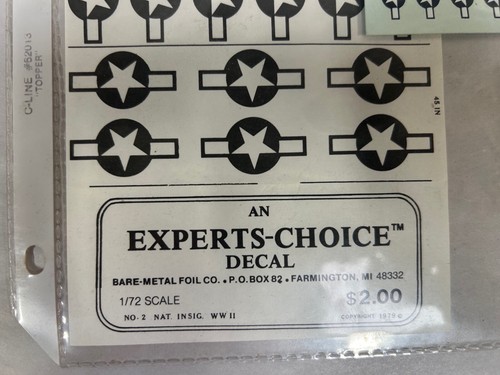 NEW Vtg Bare Metal Foil Co Nat'l Insignia Model Airplane Decal 1/72 Scale (GR3) - Picture 3 of 3