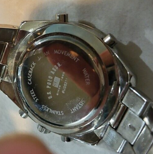 MEN'S US POLO ASSN ANALOG/DIGITAL SPORT WATCH SILVER TONE BAND US8211 ALARM R5 - Picture 5 of 9