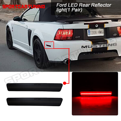 For 1999-2004 Ford Mustang Smoked 2xLED Rear Bumper Reflector Side Marker Light