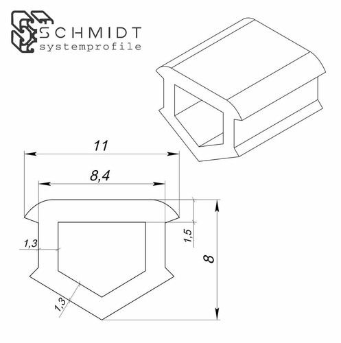 10 m banda de goma ranura negra 8 ranuras en T perfil de cubierta perfil de aluminio cubierta protección de perfil - Imagen 3 de 6
