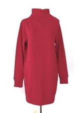 EX COND Athleta Dark Red Cozy Karma Sweatshirt Dress Mock Neck Zip Pockets M