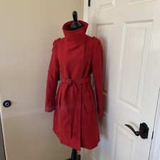 Mango Suit Adorable Women’s Red Trench Coat Sz M Purchased In France