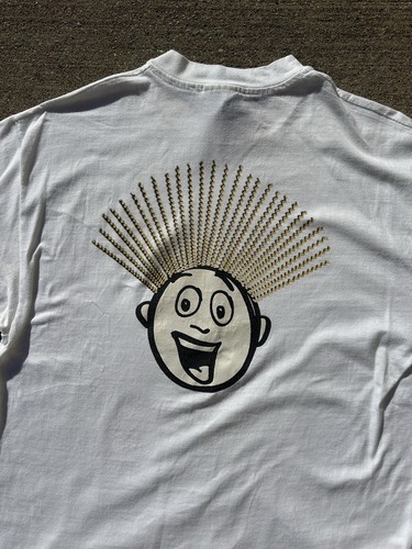Vintage 90s Pasta Cartoon Face Providence RI Single Stitch White T Shirt Size XL - Picture 2 of 8