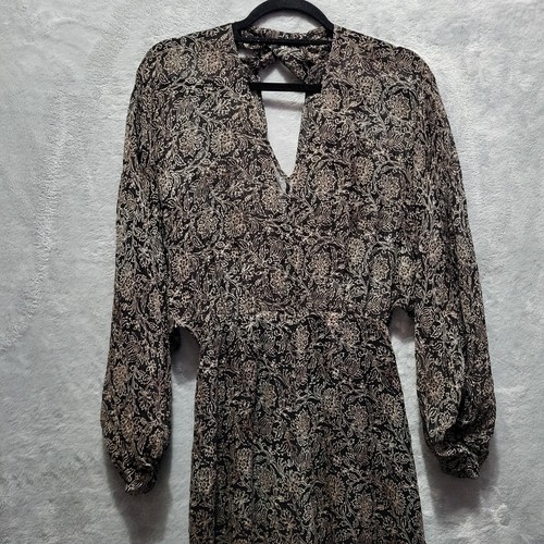 Zimmermann Charcoal Floral Silk Romper Jumpsuit Wide Leg Sheer Batik SZ 0/ XS /S - Picture 7 of 13