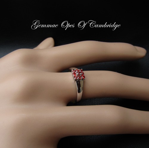9k 9ct White Gold Ring Ruby Panel Ring Size N 2.35g Treated Hallmarked - Picture 3 of 10