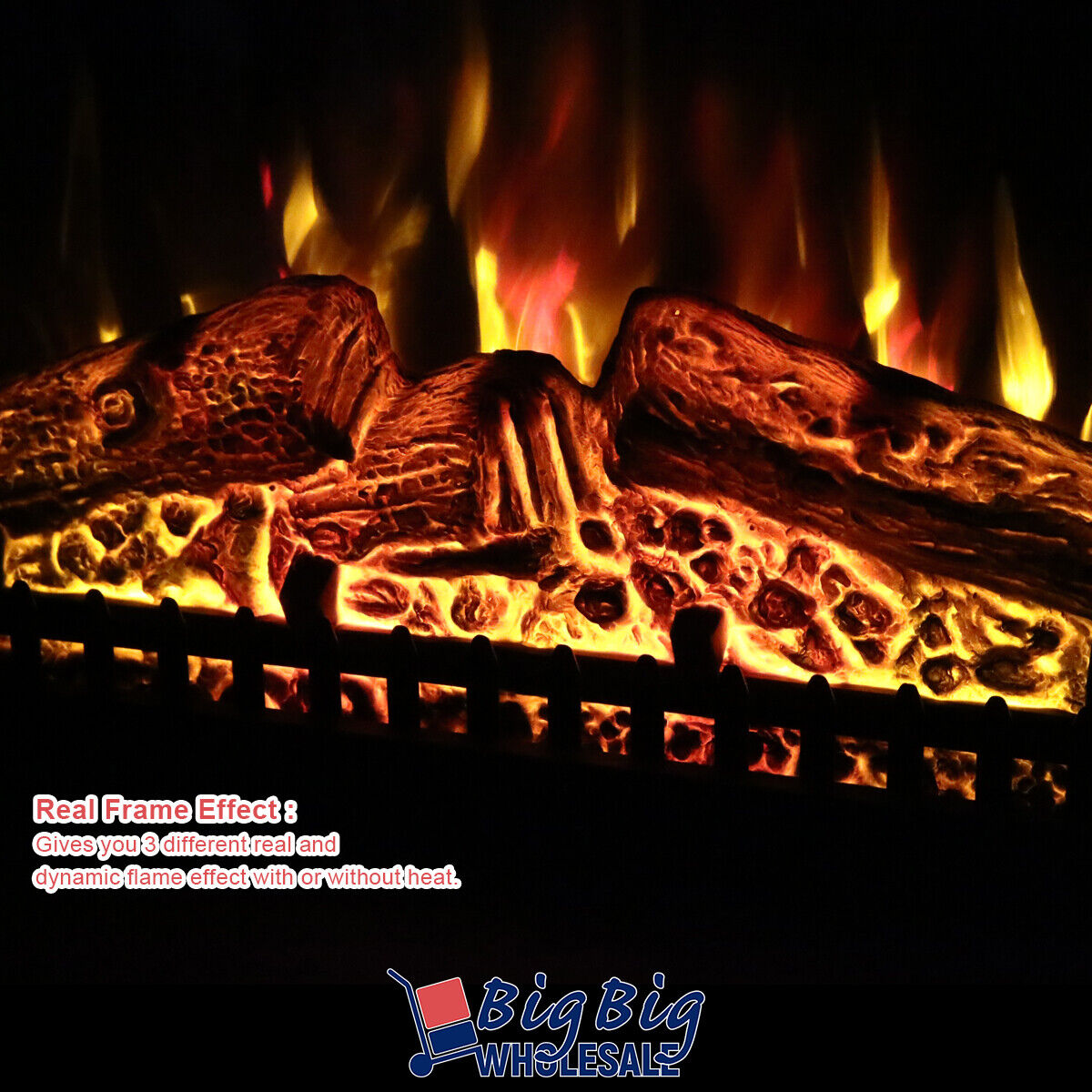 1400W 23" Freestanding Electric Fireplace Insert Heater Adjustable Flame Remote - Picture 2 of 12