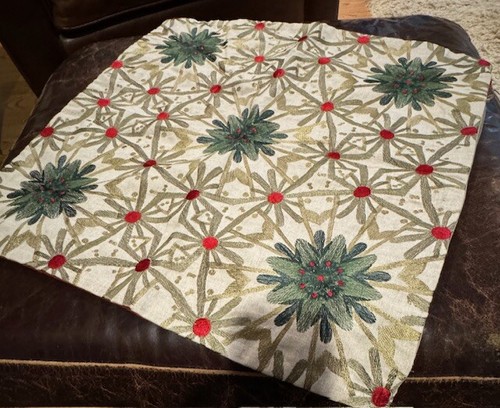 Crate & Barrel Grace Pillow Cover Linen Lyocell Embroidered Holiday 20x20" - Picture 2 of 6
