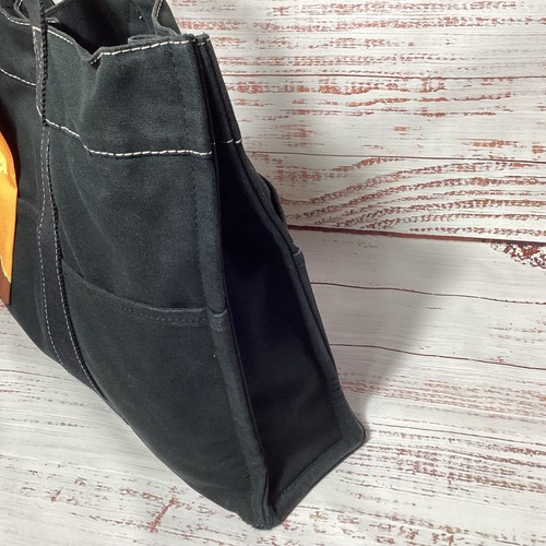 HERMES Black MM Canvas Tote Bag Purse USED - Picture 4 of 11