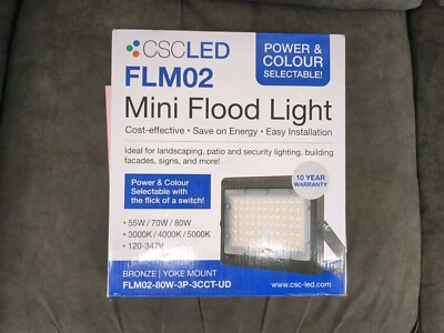 CSC LED FLM02-80W-3P-3CCT-UD Wattage Selectable Bronze Flood Light