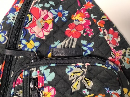 Vera Bradley Sling Backback Pretty Poisies pattern Gray floral EUC - Picture 9 of 10