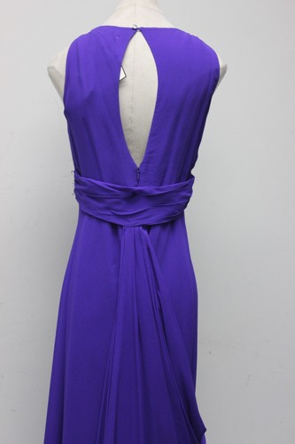 $1595 New Temperley London Anisha Silk MIDI Dress 3D Flower Violet Purple 10 US - Picture 8 of 11