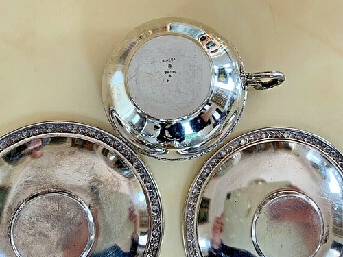 STERLING SILVER SET OF 2 TEA CUPS & GILDING & BAVARIA PORCELAIN SIGNED BUXEDA - Bild 6 von 11