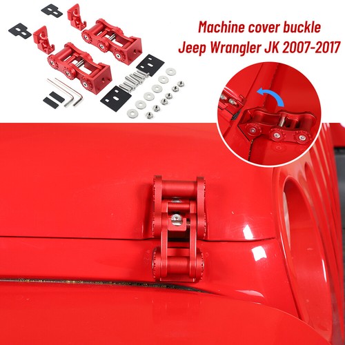 Red Engine Hood Locking Latch Catch Buckle For Jeep Wrangler JK JKU 2007-2017 - Picture 2 of 12
