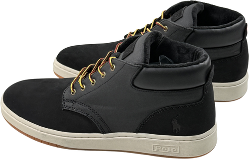 Ralph Lauren Shrunken Nubuck Sneaker Boots- Mens 11 Black / Cream #46433-CL2 - Picture 3 of 5