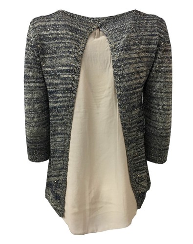 Femme La platine Pull Fee beige Fb3128 Paillettes Bleu Maraboutee À xO4tOf