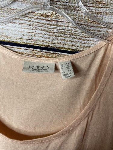 LOGO by Lori Goldstein Damen Gr. XXS Top Strick Tank Pfirsich Spitze. A288861 - Bild 5 von 10