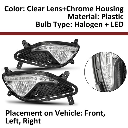 For 13-17 GENESIS COUPE Clear Lens Bumper Fog Lights Lamps Assembly LH + RH - Picture 3 of 18