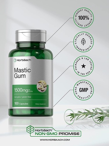Mastic Gum 1500mg | 100 Capsules | Non-GMO & Gluten Free | by Horbaach - Picture 5 of 7