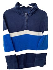 Boys Gap Kids 1/4 Zip Pullover Sweatshirt Navy Blue Stripe Size 4-5