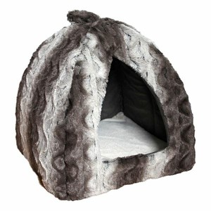 grey cat igloo bed
