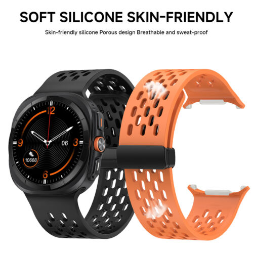 Breathable Silicone Band For Galaxy Watch Ultra 47mm Magnetic Sport Strap - Picture 7 of 21