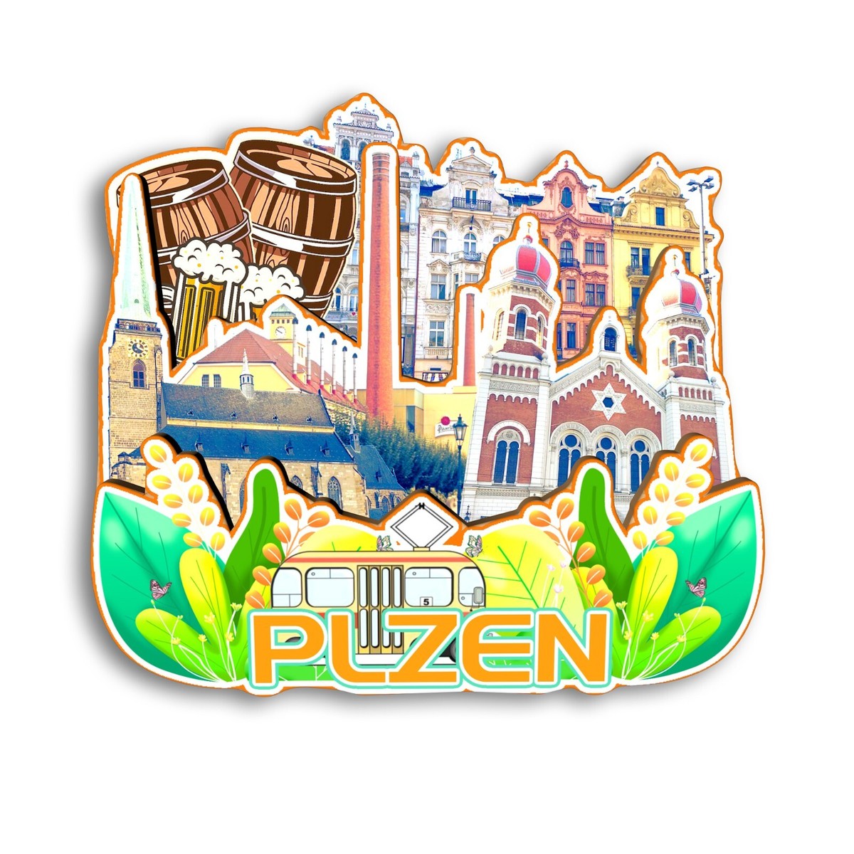Plzen CZECH Refrigerator magnet 3D travel souvenirs wood craft