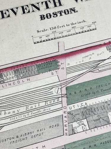 1874 Boston Map Ward 7 ~ Fort Point Channel, Passenger & Freight Depots, Lumber - Picture 17 of 24