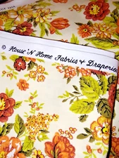 VTG House 'N Home Fabrics & Draperies Inc. w/ Floral Prints Washable 4 2/3 Yards