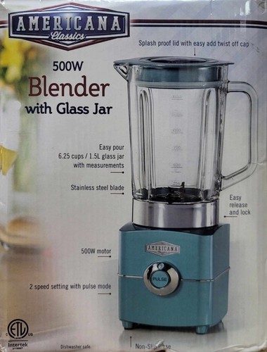 Americana Classics Sea Foam Retro Look 500W Blender w/6.25 Cup Glass Jar **NEW** - Picture 2 of 4