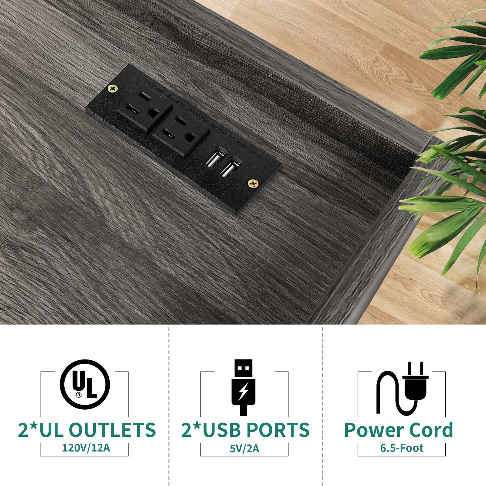 2Drawer Lateral File with Charging Station & Open Shelf