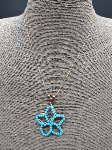 Collar Colgante Turquesa Plata Cadena - Imagen 3 de 7