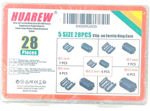HUAREW Clip-on Ferrite Ring Core RFI EMI Nose Suppressor Cable Clip 5-28 Pieces - Picture 1 of 3