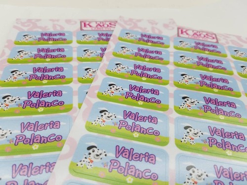 42 pegatinas personalizadas dálmatas impermeables etiquetas de nombre para niños zapatos de campamento escolar - Imagen 2 de 3