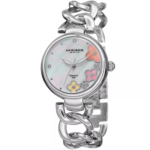 Akribos XXIV Women's AK887SS Quartz Diamonds Bracelet and Strap Watches Set - Picture 2 of 3
