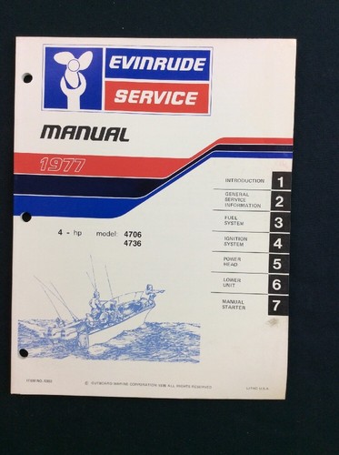 1977 Used Evinrude Service Manual #5303 4 Hp #9