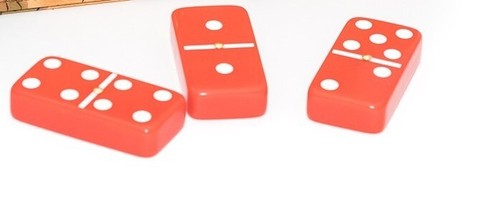 Double Six Professional Jumbo Size Dominoes Set Red., Green Velour Attaché Case - Picture 4 of 4